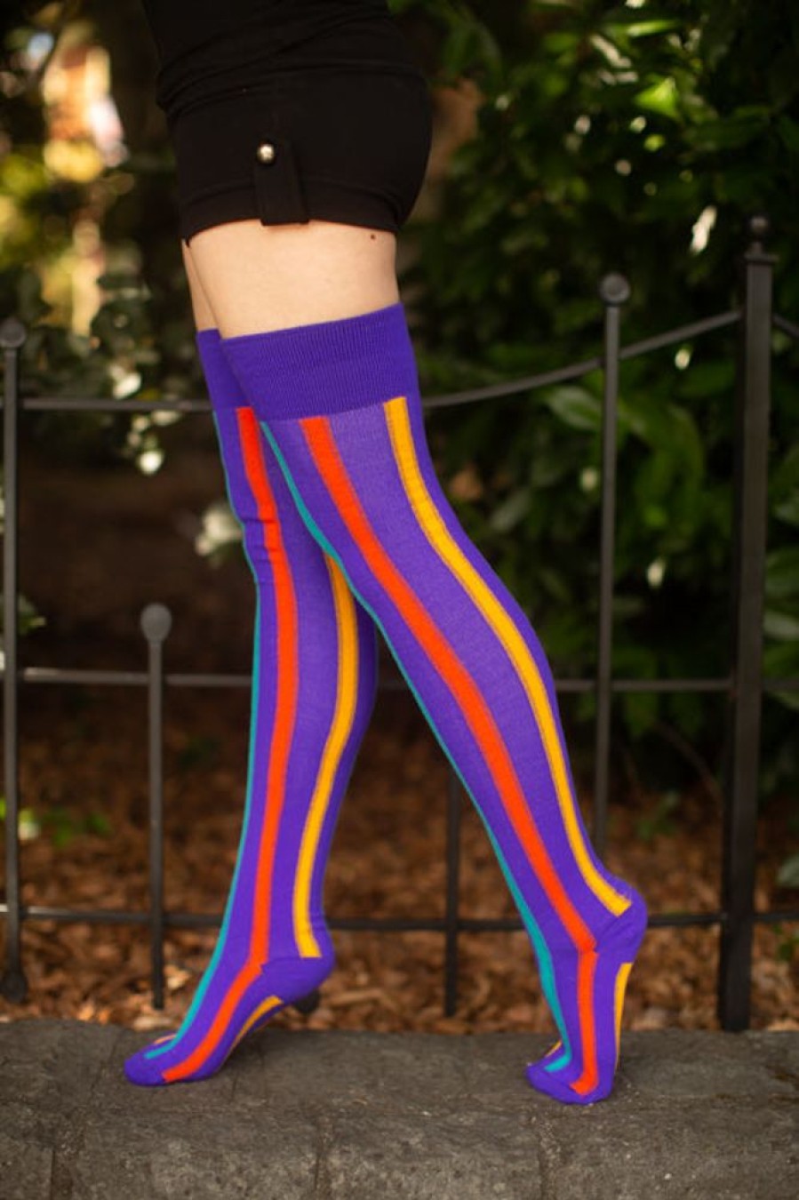 Plus Size Dreamer Socks Plus Size Thigh Highs | Thigh'S The Limit Vertical Striped Socks