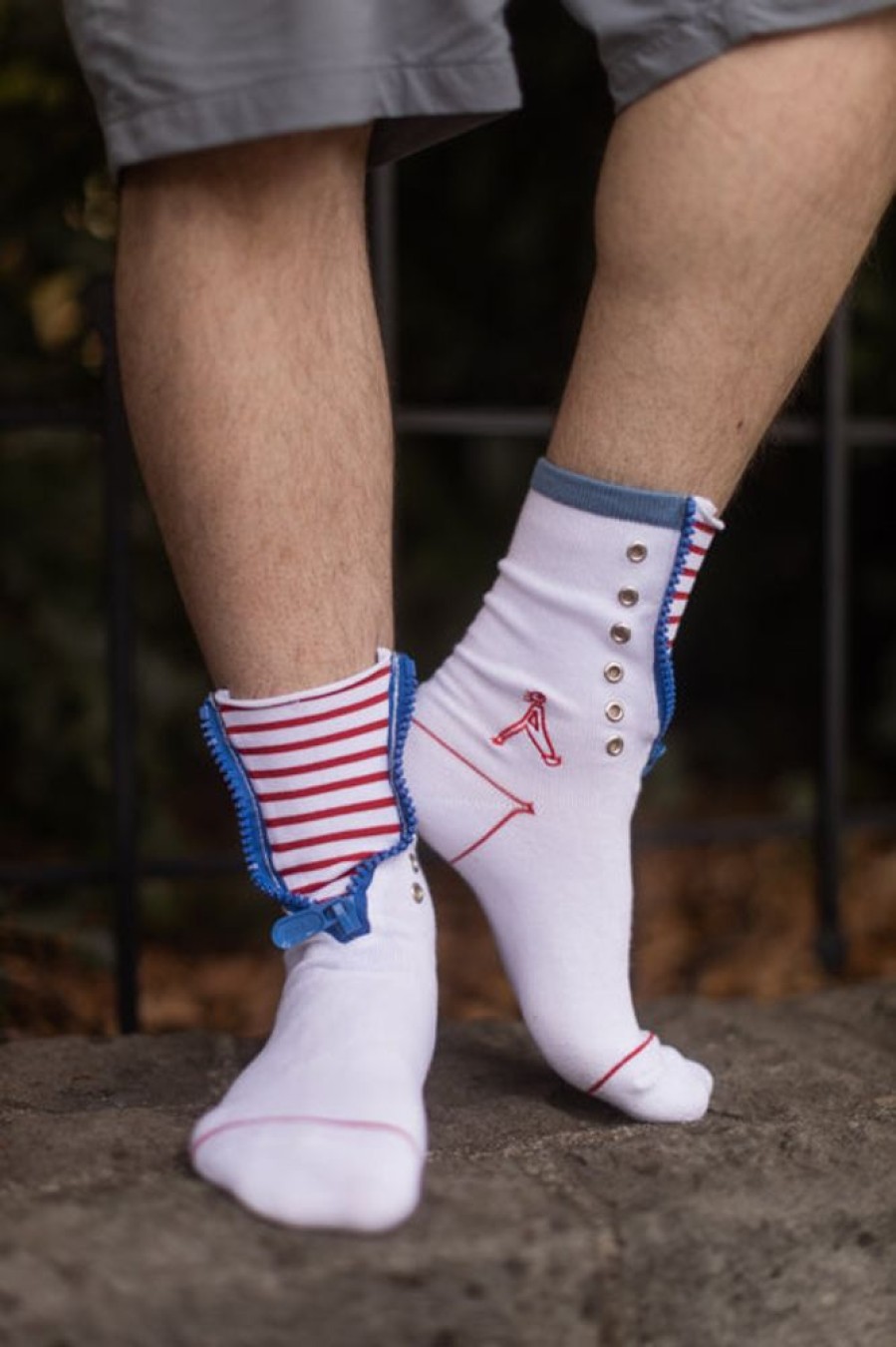 Socks Atypical Attire Crew Socks | Sailor Stripe Zipper Crew