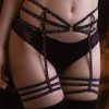 Accessories Leg Avenue Garter Belts | Multi Strap Rhinestone Garter Belt