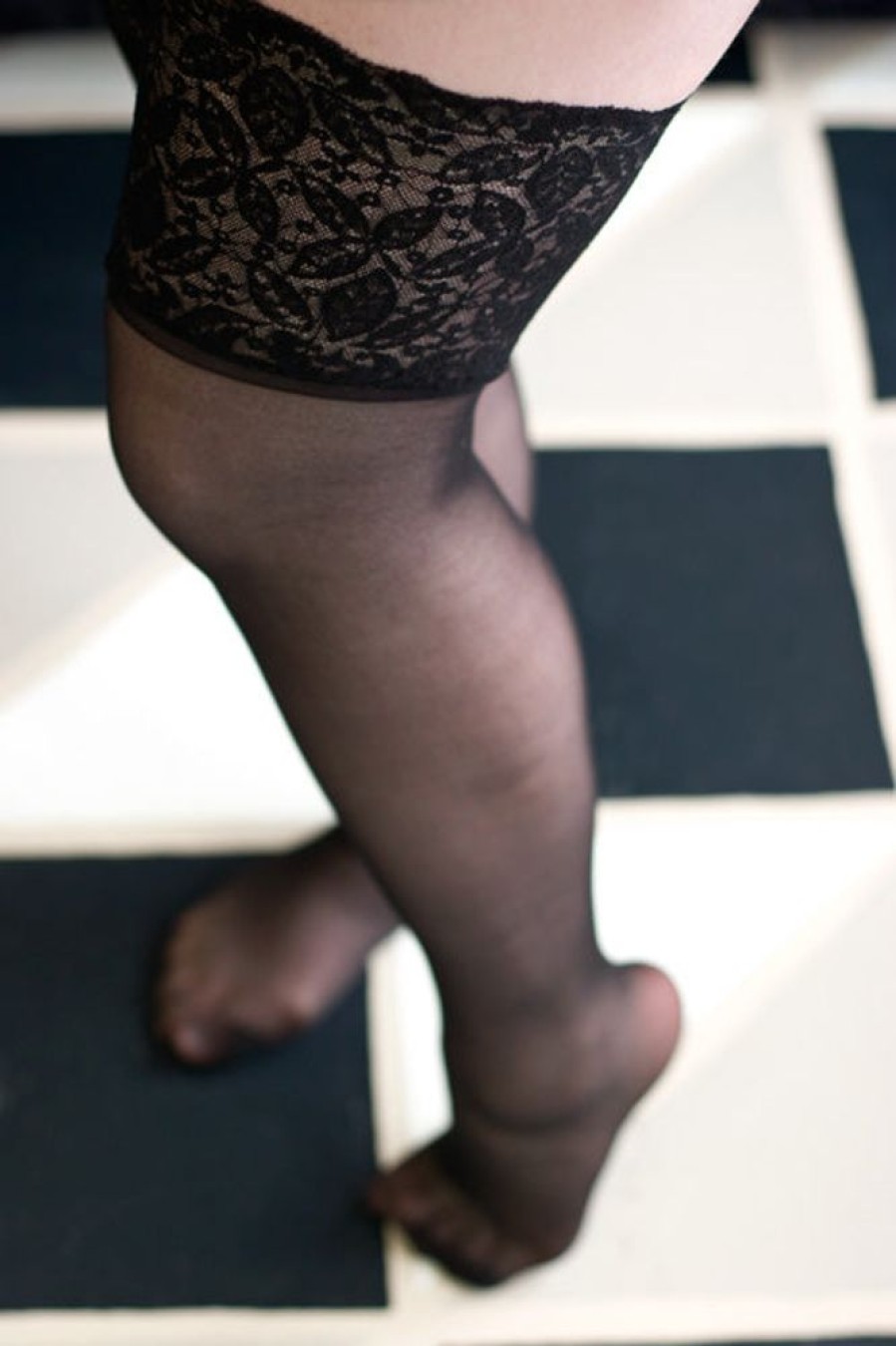 Plus Size Leg Avenue Plus Size Thigh Highs | Plus Size Sheer Stockings With Lace Stay-Up Top