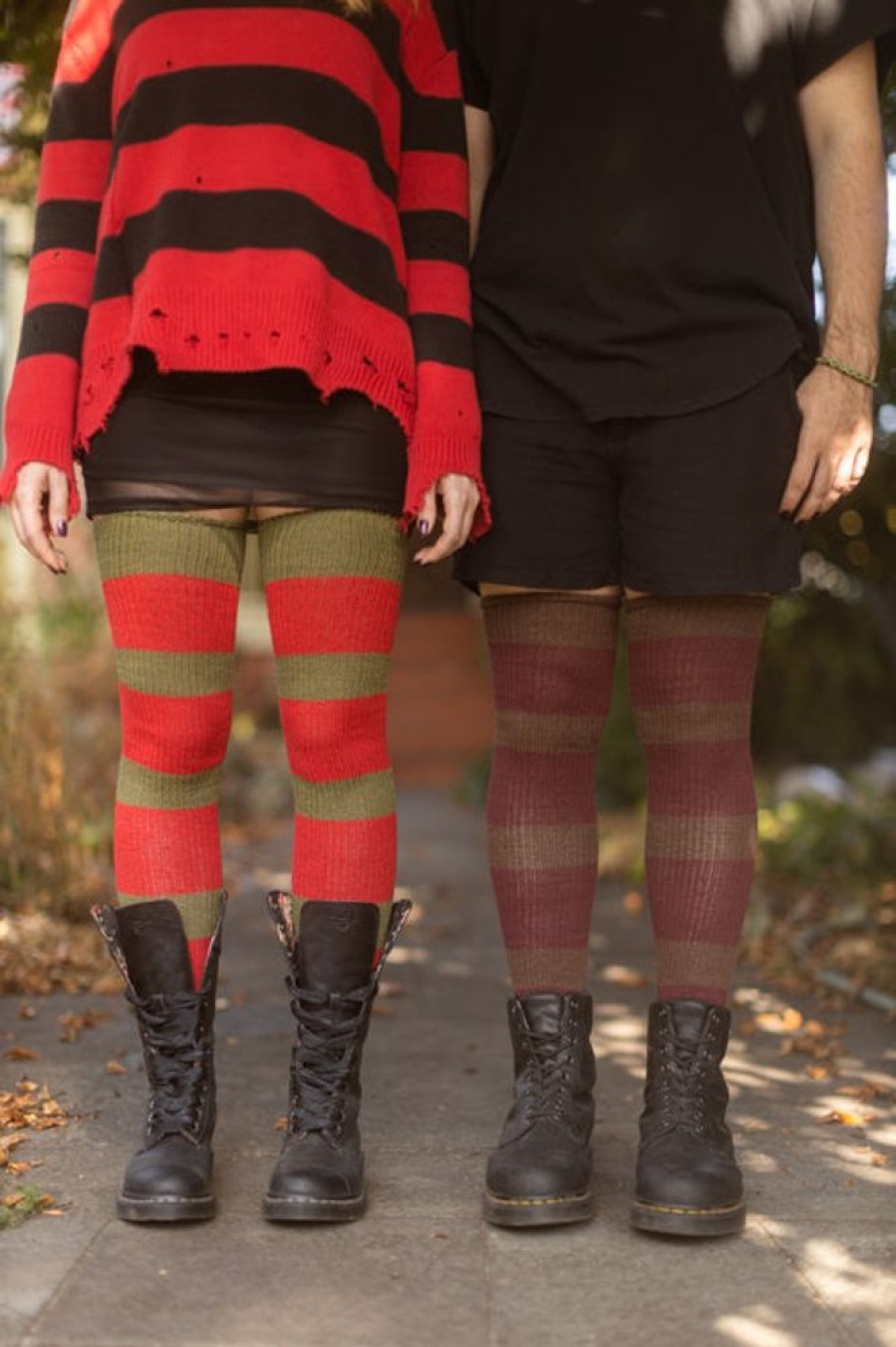 Plus Size DreaM Stockings Plus Size Thigh Highs | Nightmare Sweater Stripes Thigh High