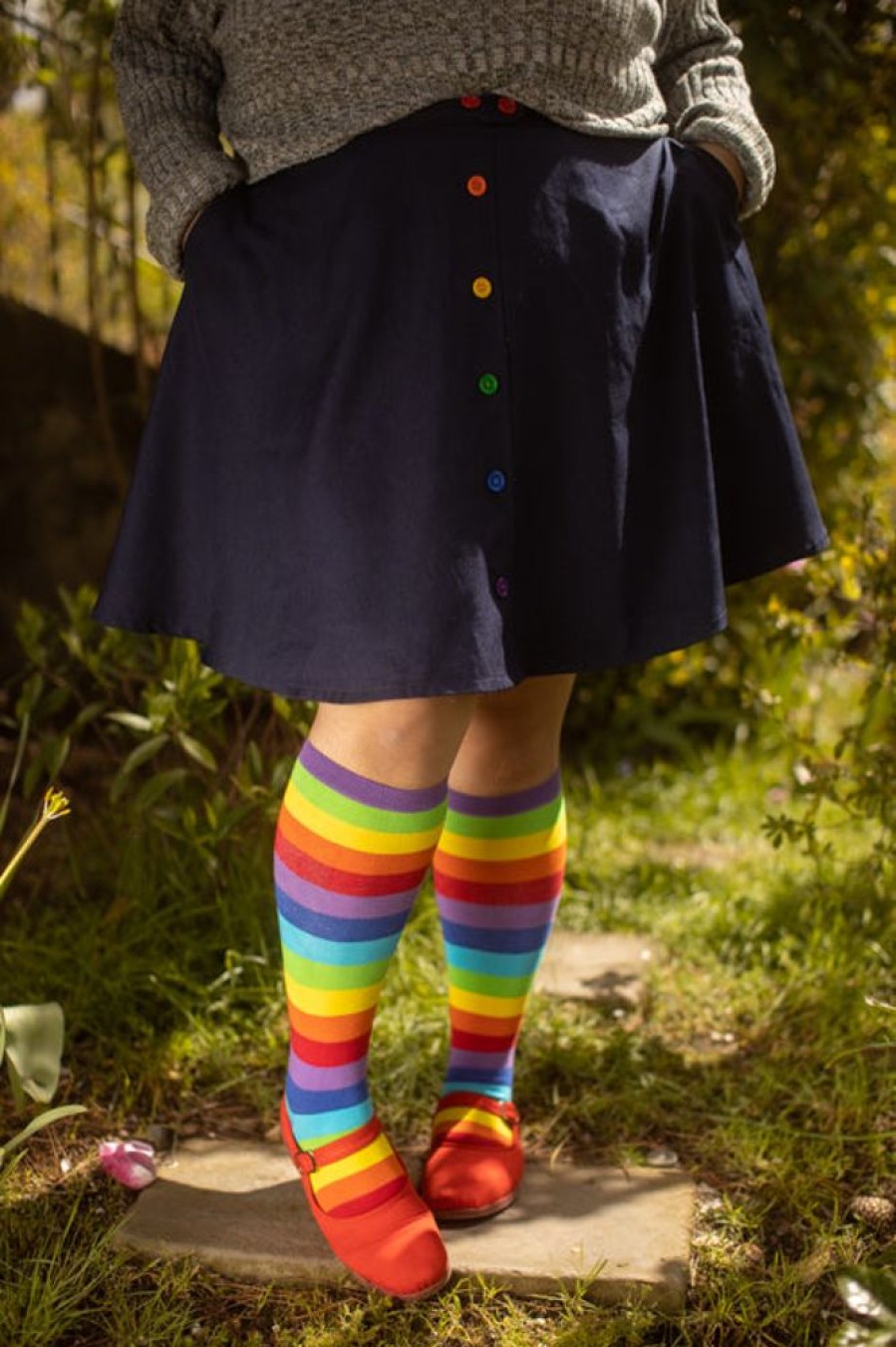 Plus Size Sock It To Me Plus Size Knee Highs | Curvy Rainbow Stripes Knee High