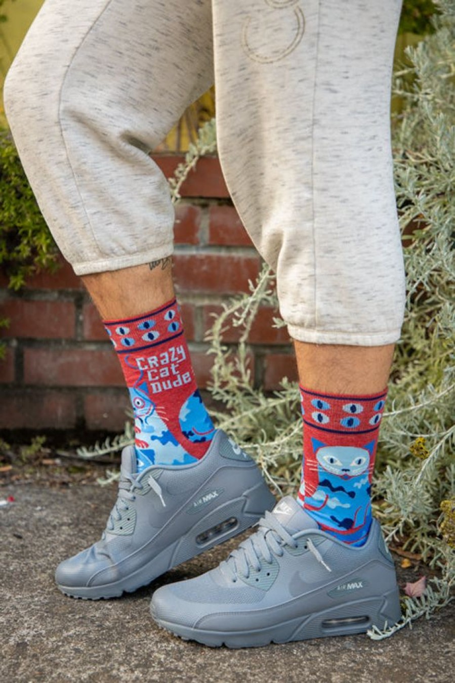 Socks BlueQ Midcalves | Crazy Cat Dude Crew