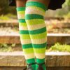 Plus Size DreaM Stockings Plus Size Thigh Highs | Key Lime Stripes Thigh High Socks