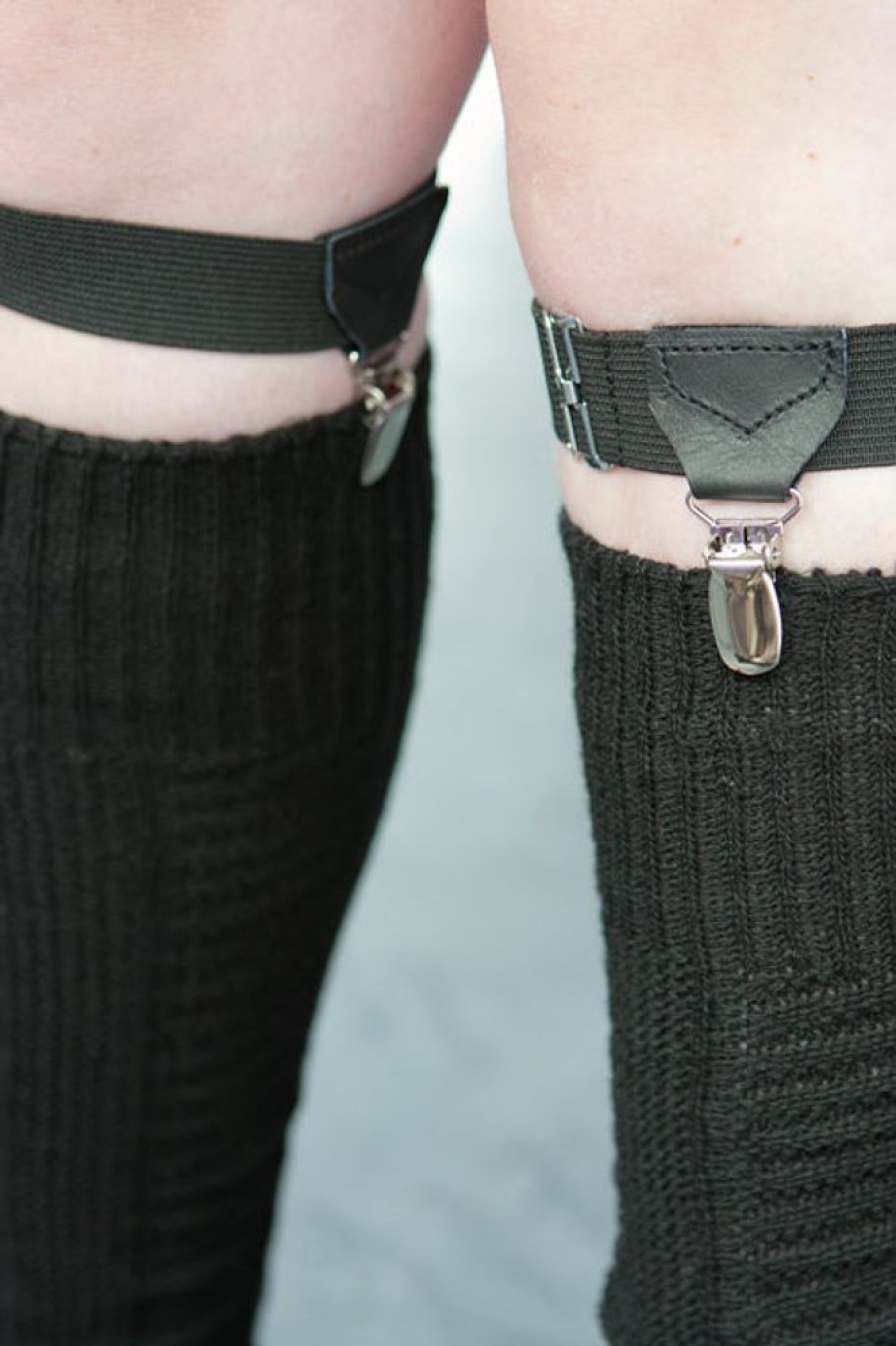 Accessories Sock Dreams Sock Garters | Faux Leather Sock Garters With Suspender Clips