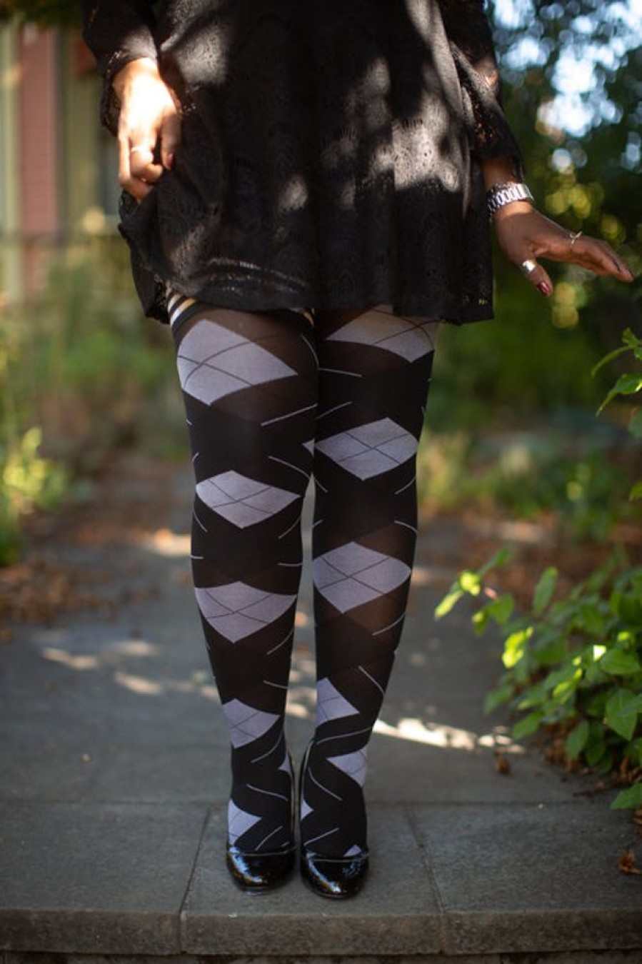 Socks Kix'ies Stockings | Kimmie Argyle Thigh High With Stay-Up Top