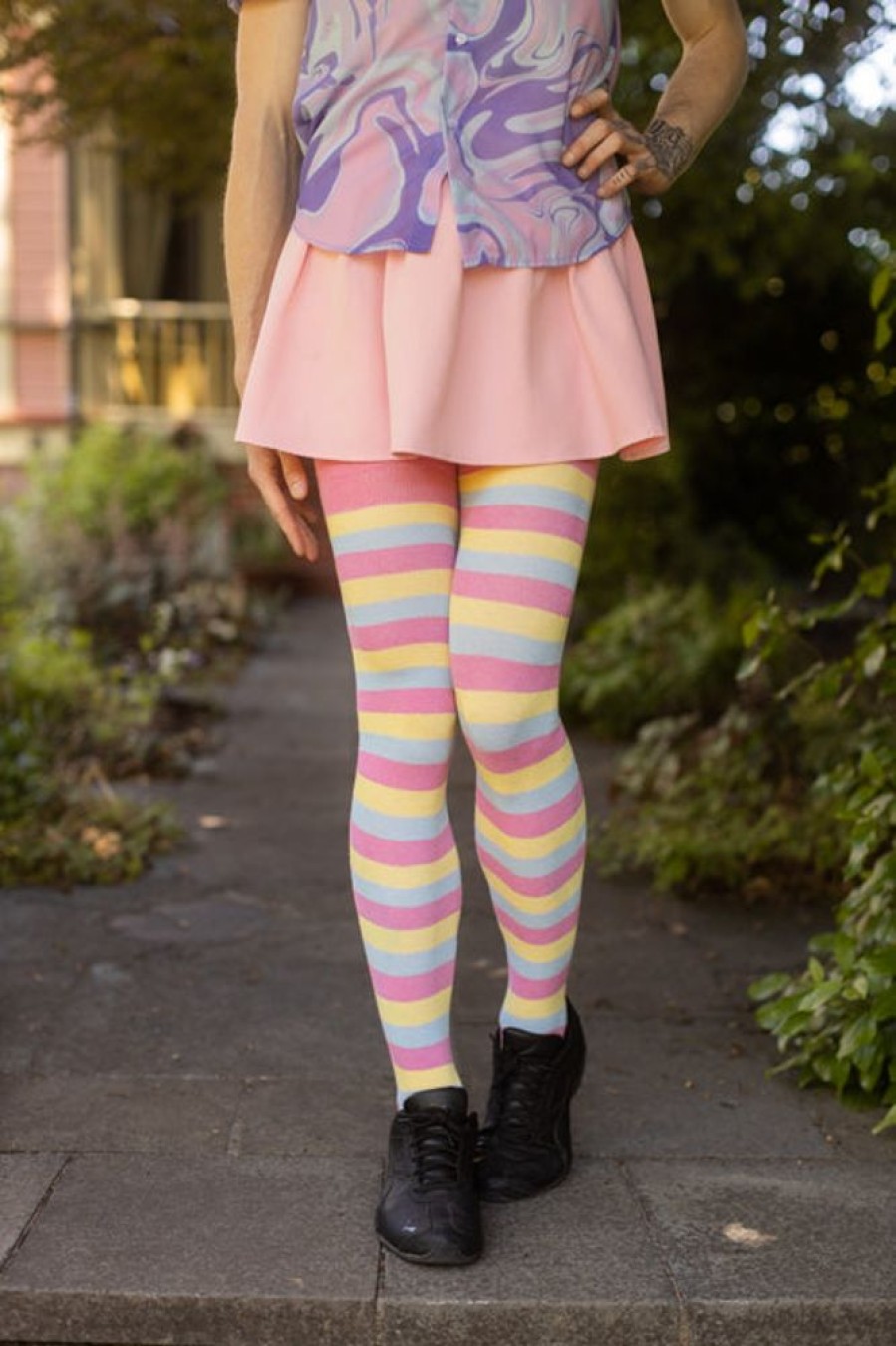 Plus Size Dreamer Socks Plus Size Thigh Highs | Xl Foot Extraordinarily Longer Cotton Pride Stripes