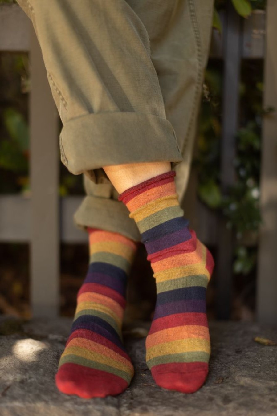 Socks Dreamer Socks Crew Socks | Roll Top Crew - Harvest Rainbow