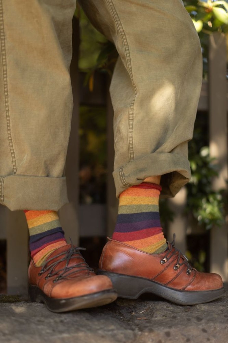 Socks Dreamer Socks Crew Socks | Roll Top Crew - Harvest Rainbow