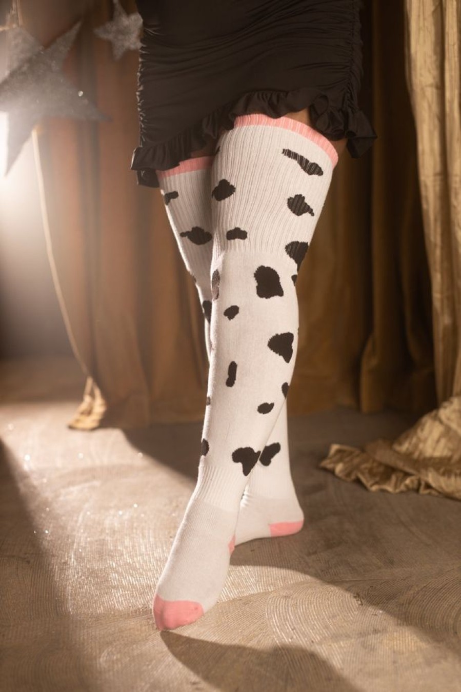 Socks Thunda Thighs Thigh Highs | Thunda Thighs Cow Print Thigh Highs