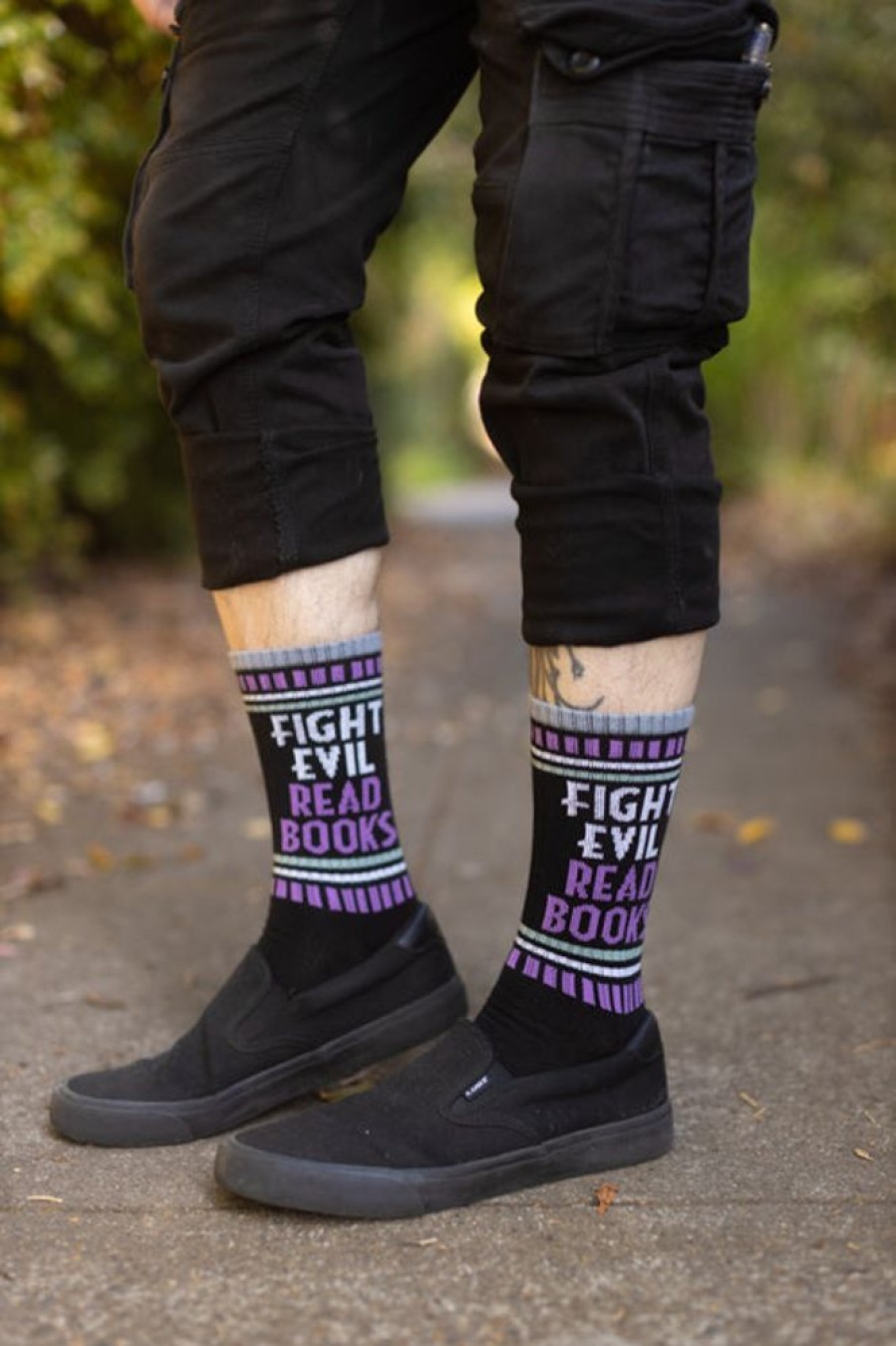 Socks Out Of Print Crew Socks | Fight Evil, Read Books Crew