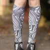 Plus Size Foot Traffic Plus Size Knee Highs | Black And White Swirl Printed Trouser Socks