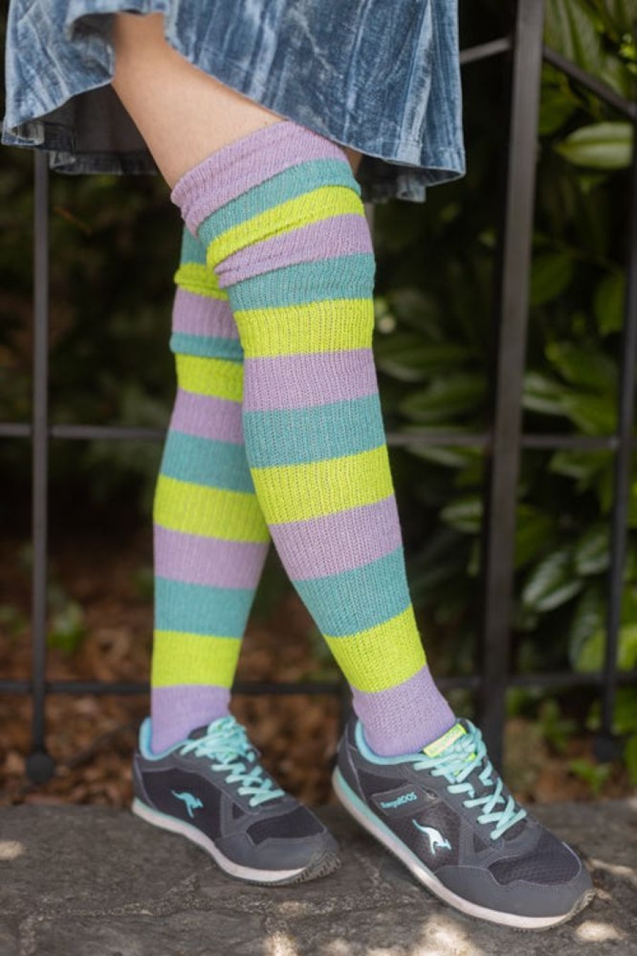 Plus Size DreaM Stockings Plus Size Thigh Highs | Sherbet Stripes Thigh High