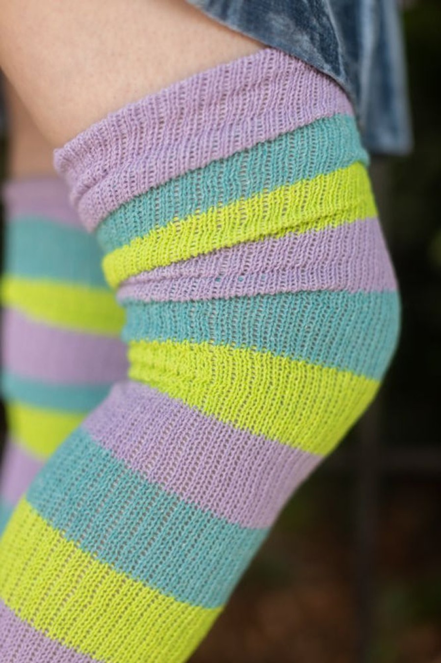 Plus Size DreaM Stockings Plus Size Thigh Highs | Sherbet Stripes Thigh High