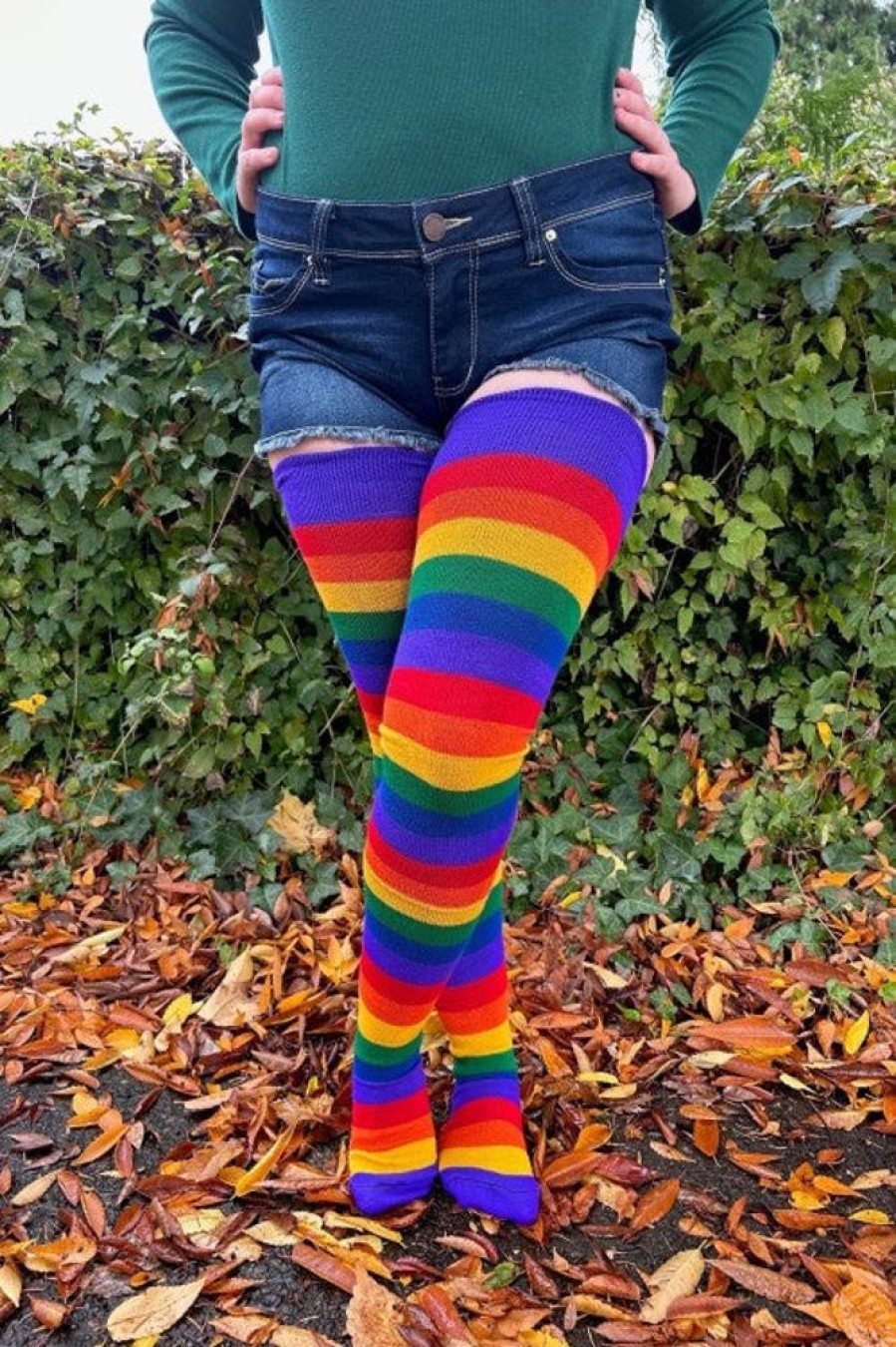 Plus Size Dreamer Socks Plus Size Thigh Highs | Extraordinarily Longer Radiant Rainbow Socks