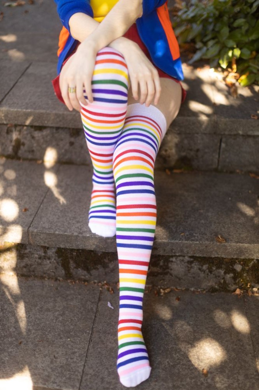 Socks Dreamer Socks Thigh Highs | Oops! Rainbow Brights Thigh High Socks