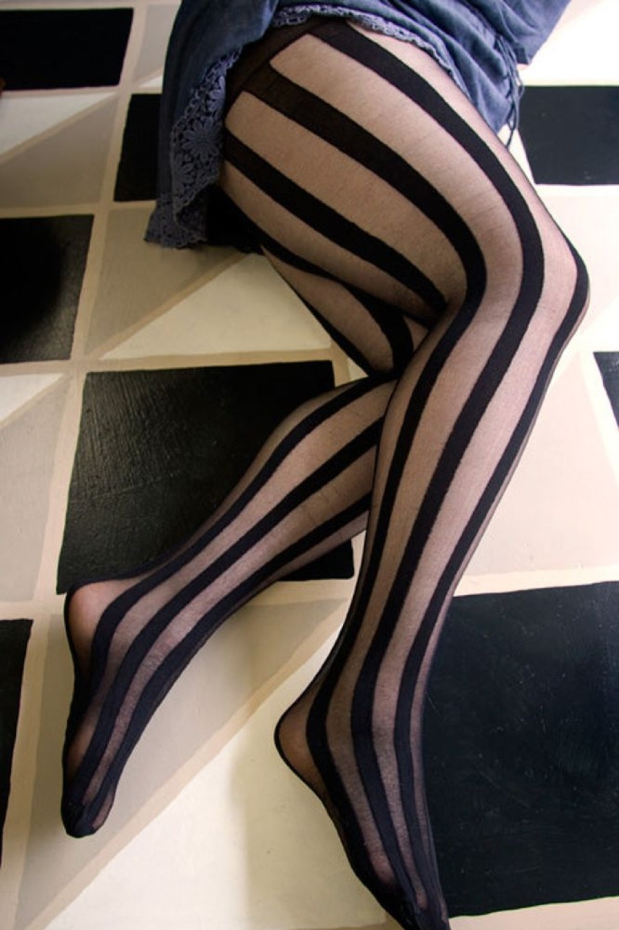 Tights & Leggings Leg Avenue Sheer To Waist Tights | Sheer & Opaque Vertical Stripe Tights