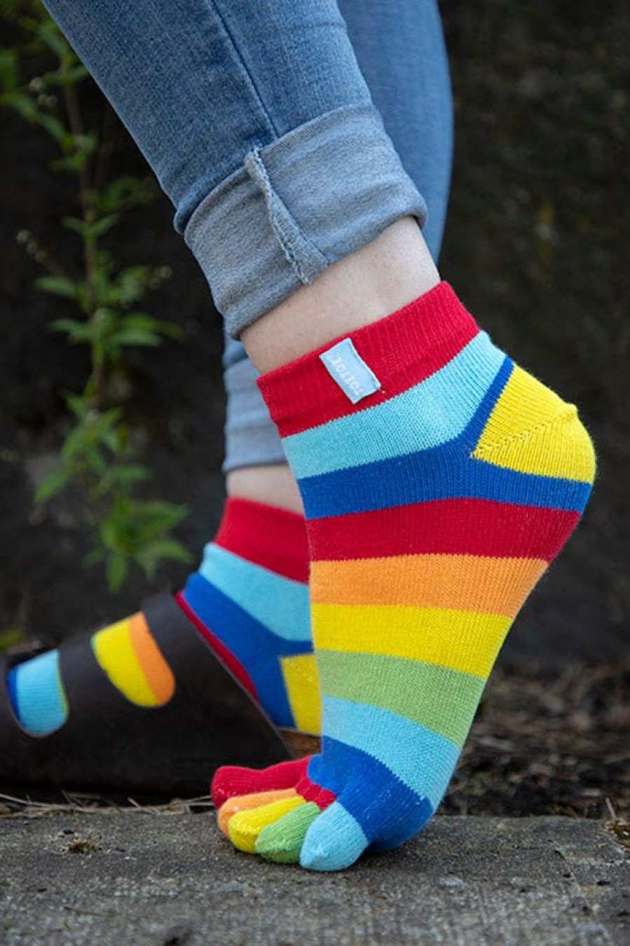 Socks ToeToe Toe Socks | Rainbow Striped Anklet Toe Socks