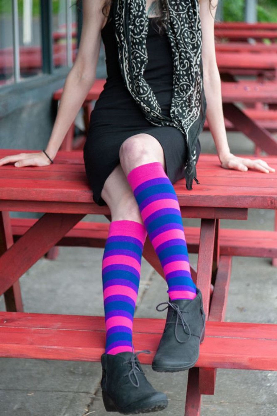 Plus Size Dreamer Socks Plus Size Knee Highs | Pride Stripes Knee High Socks