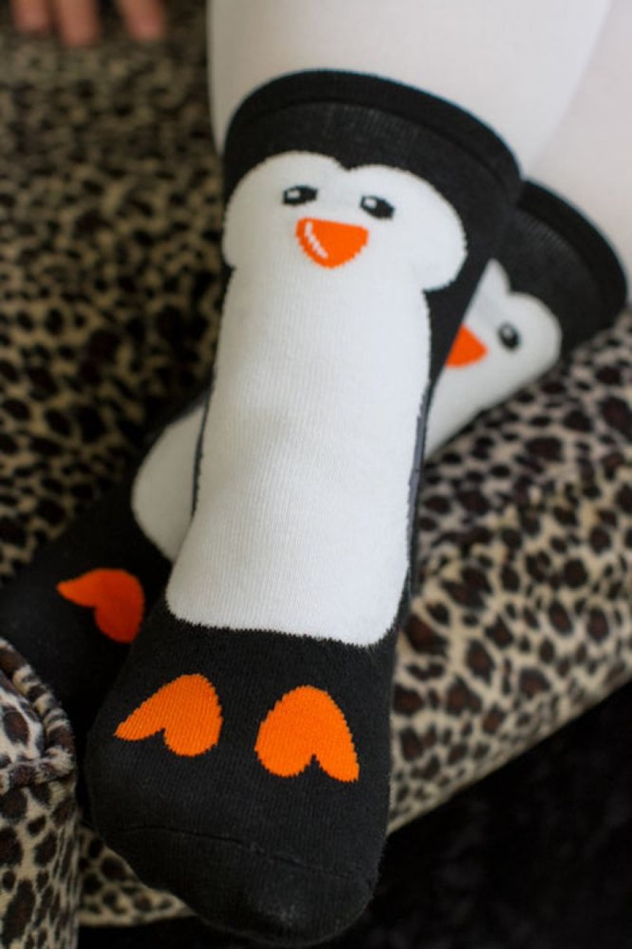 Socks Foot Traffic Crew Socks | Penguin Slipper Socks