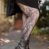 Tights & Leggings Killer Legs Sheer To Waist Tights | Plus Size Side Whimsical Floral Inset Net Tights