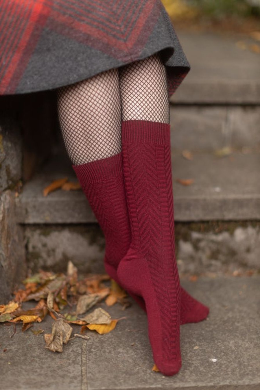 Plus Size b.ella Plus Size Crew Socks | Nina Textured Wool Crew