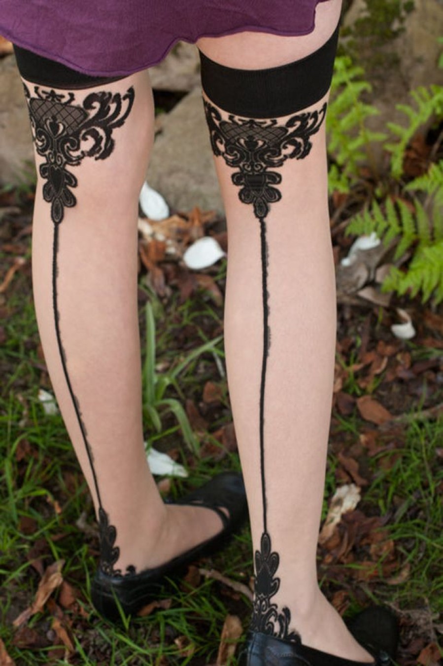 Socks Leg Avenue Stockings | Sheer Baroque Cuban Heel Backseam Stockings