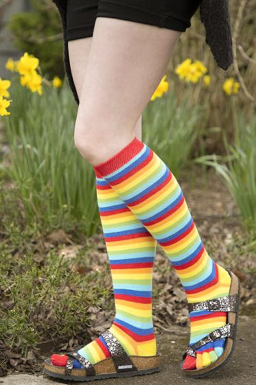 Socks ToeToe Toe Socks | Rainbow Stripe Knee High Toe Socks