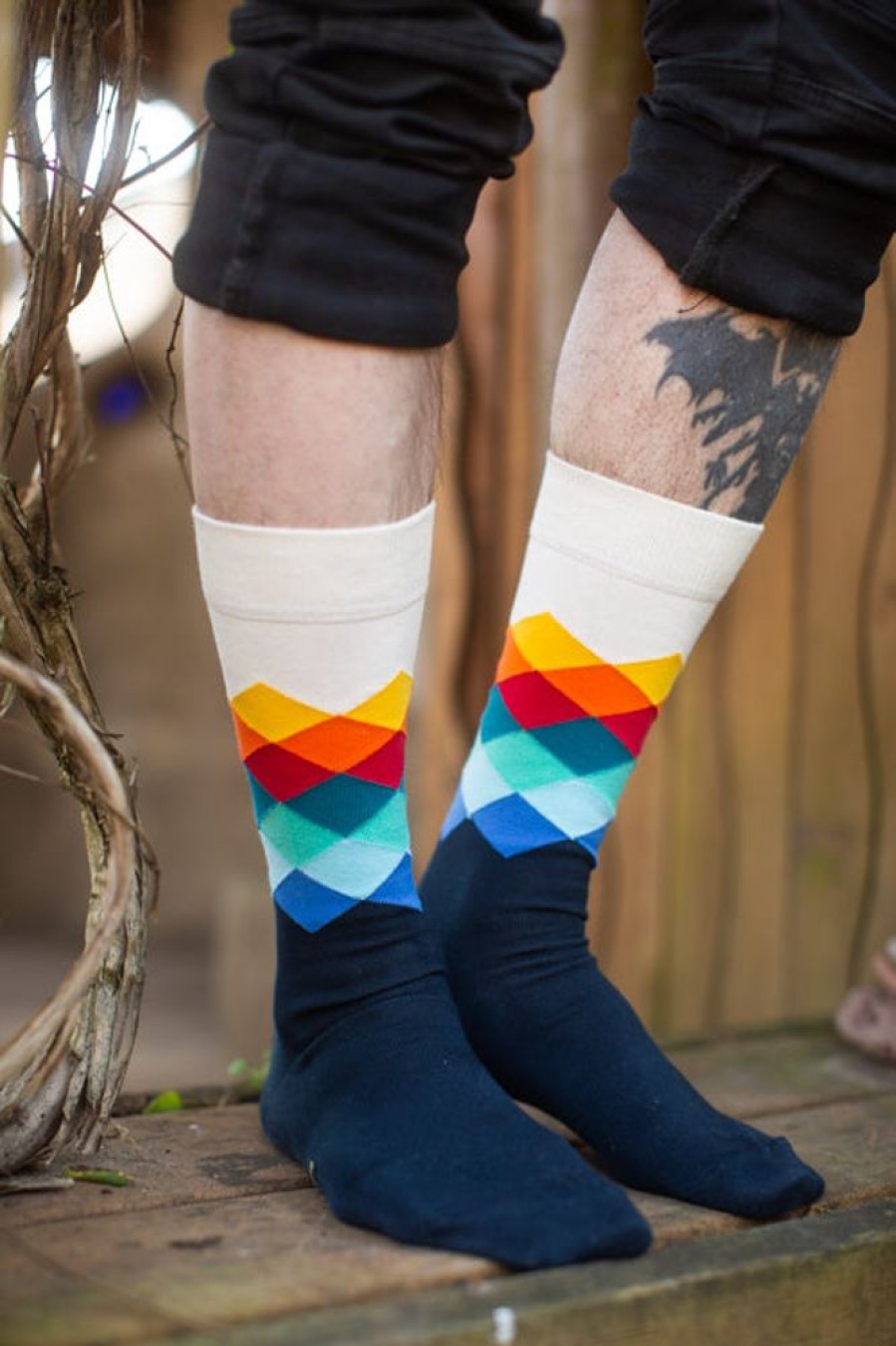 Socks Happy Socks Crew Socks | Faded Diamond Crew