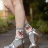 Socks K Bell Crew Socks | Sheer Strawberry Vine Crew