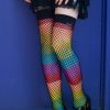 Socks Leg Avenue Thigh Highs | Fishnet Overlay Rainbow Thigh High