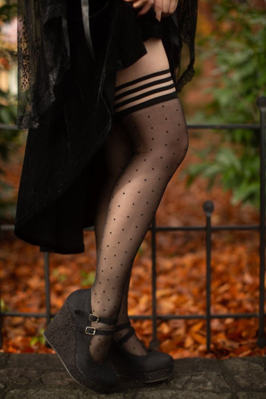 Plus Size Kix'ies Plus Size Thigh Highs | Ally Polka Dot Thigh High With Stay-Up Top