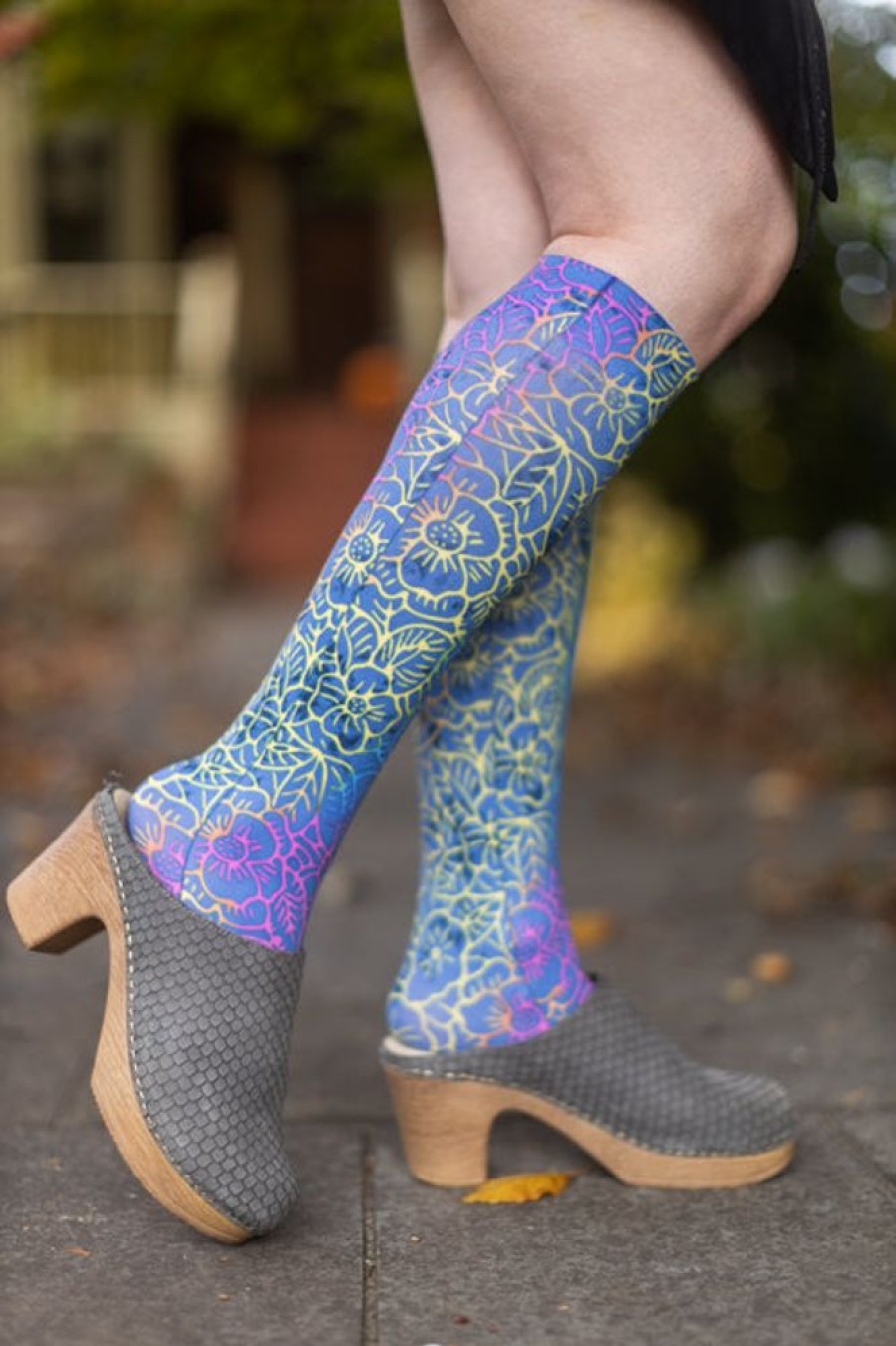 Plus Size Foot Traffic Plus Size Knee Highs | Floral Batik Printed Trouser Socks