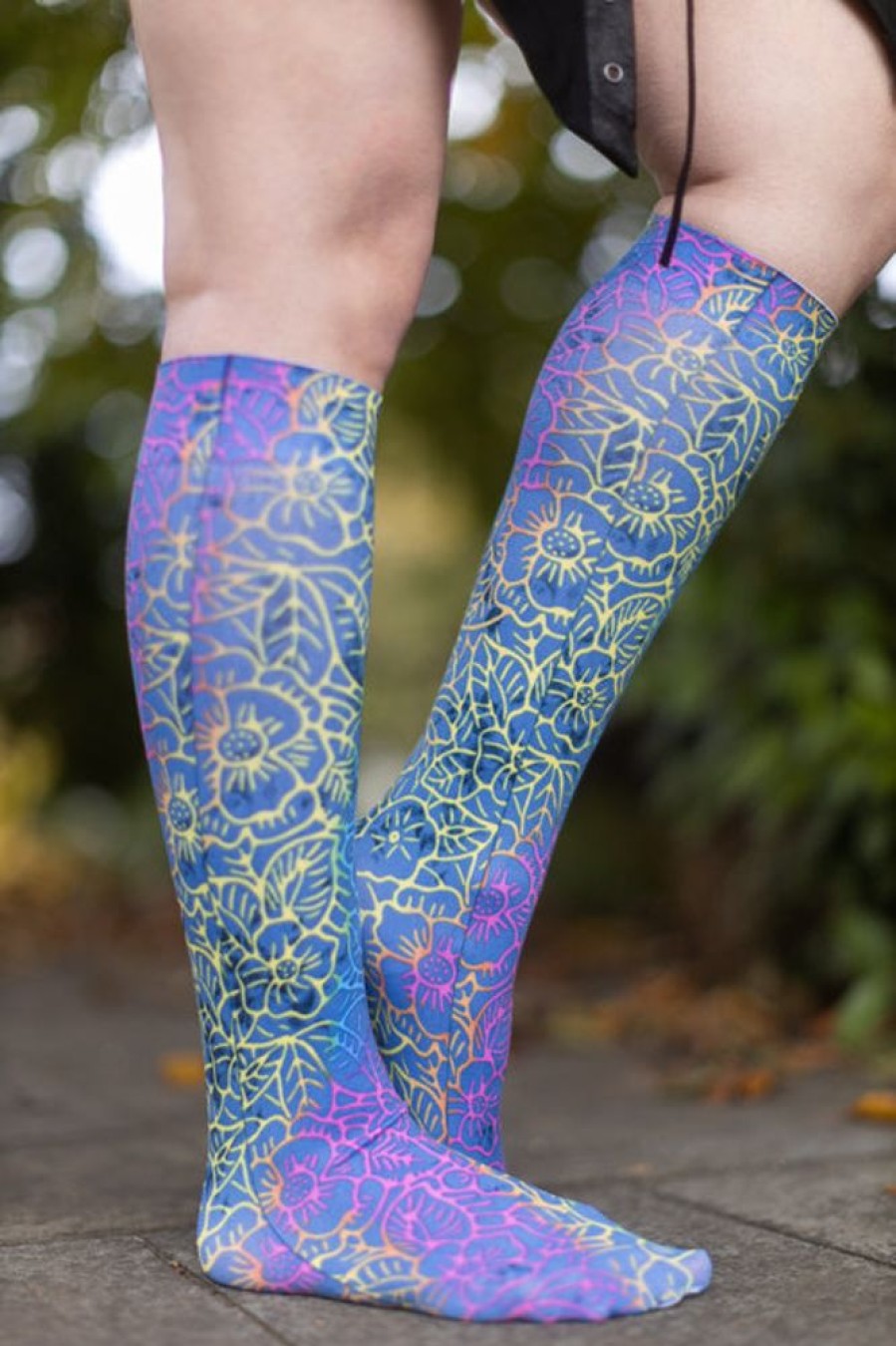 Plus Size Foot Traffic Plus Size Knee Highs | Floral Batik Printed Trouser Socks