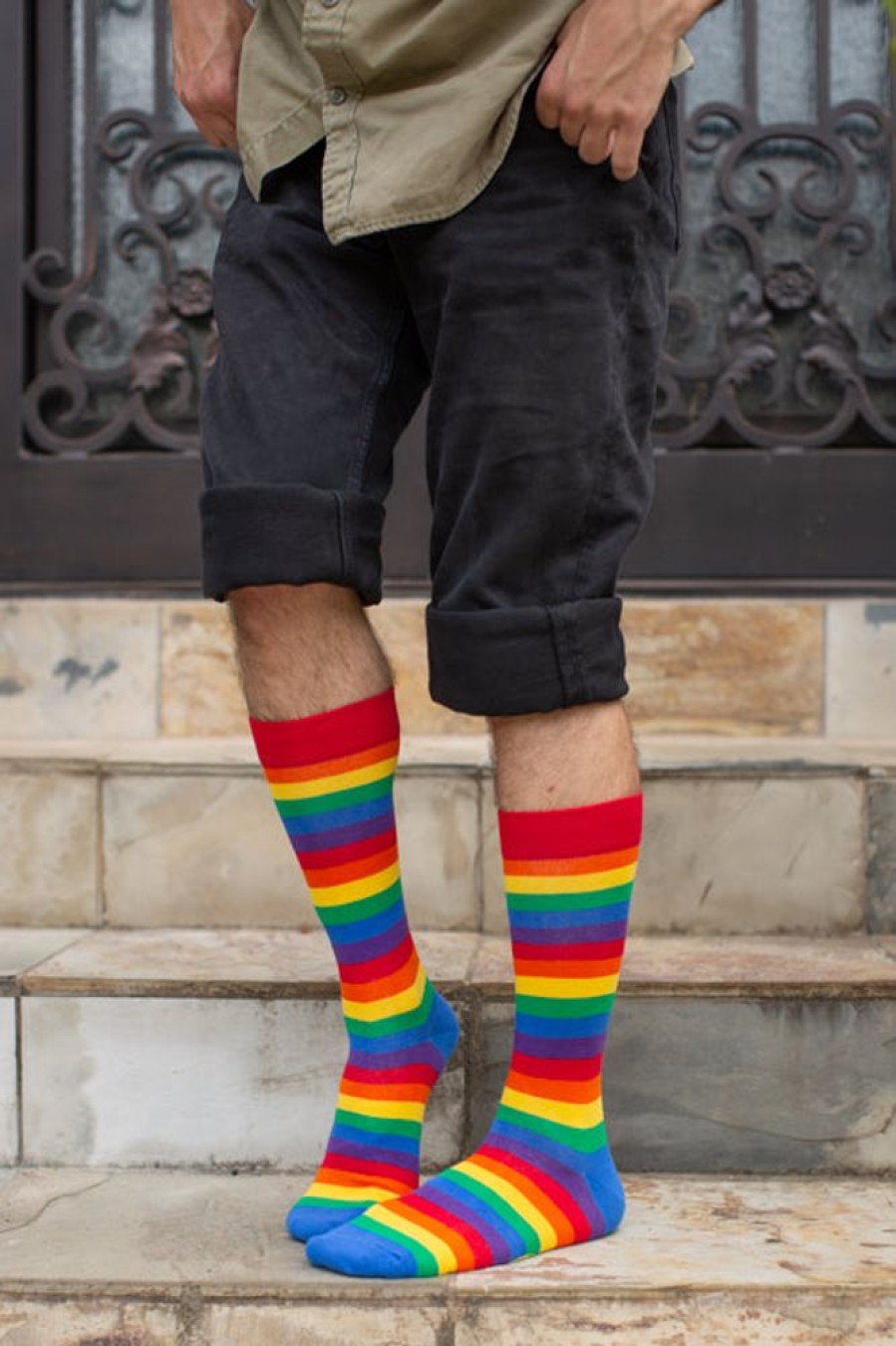 Socks Mod Sock Midcalves | Classic Rainbow Striped Crew