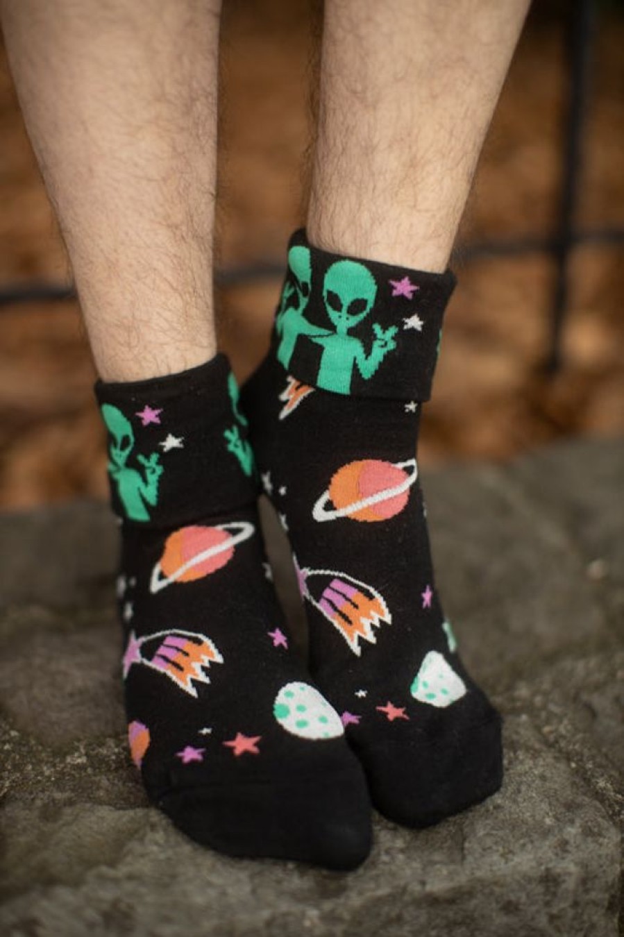 Socks Sock It To Me Crew Socks | Far Out Glow In The Dark Turn Cuff Crew