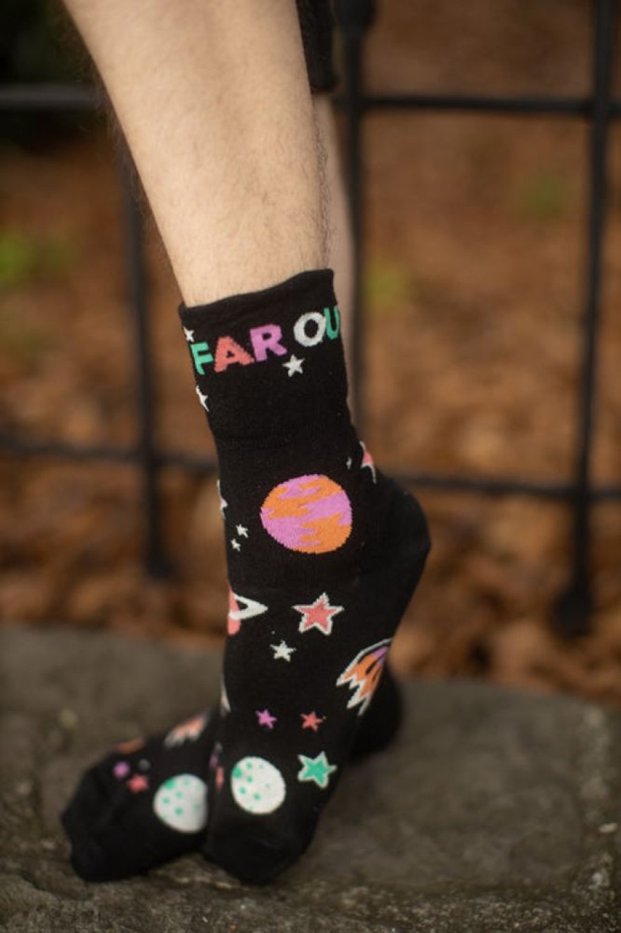 Socks Sock It To Me Crew Socks | Far Out Glow In The Dark Turn Cuff Crew