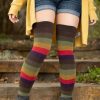 Socks Dreamer Socks Thigh Highs | Extraordinary Autumn Stripes Thigh High