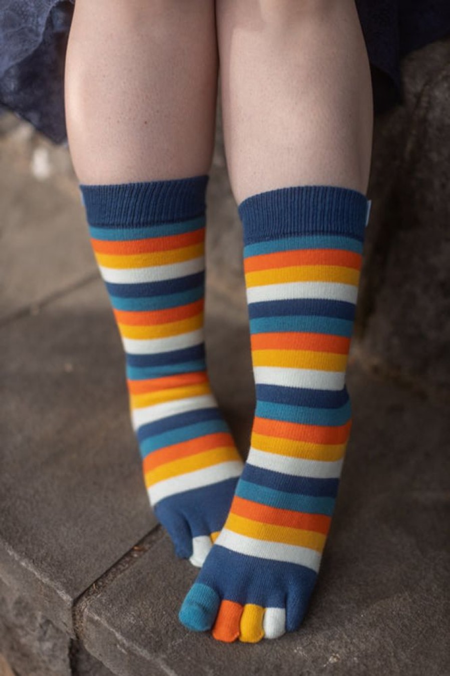 Socks ToeToe Crews & Midcalves | Stripy Crew Toe Socks