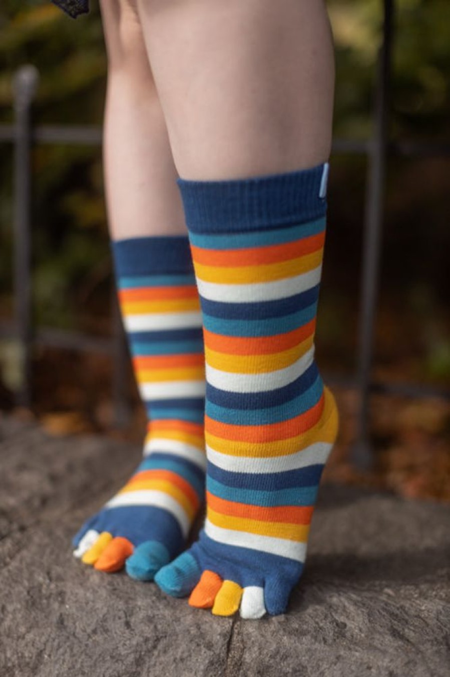 Socks ToeToe Crews & Midcalves | Stripy Crew Toe Socks