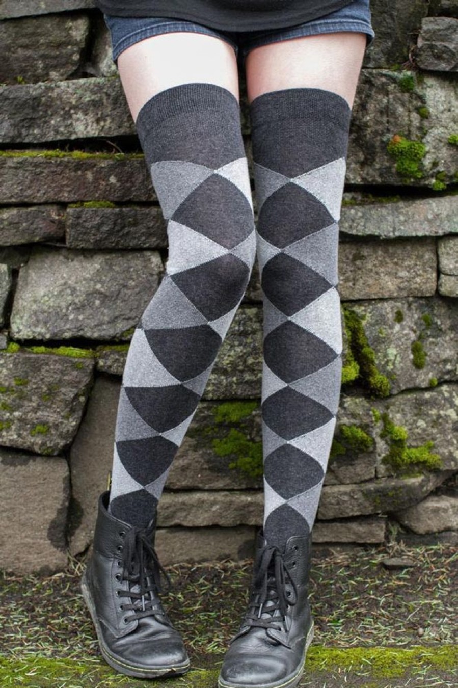 Plus Size Dreamer Socks Plus Size Over The Knee | Harlequin Diamond Otk