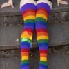 Socks Dreamer Socks Thigh Highs | Extraordinary Radiant Rainbows Thigh High Socks