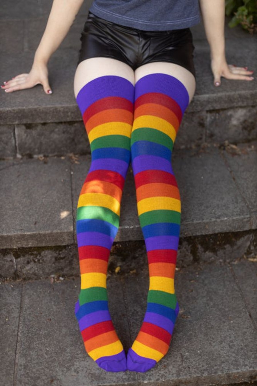 Socks Dreamer Socks Thigh Highs | Extraordinary Radiant Rainbows Thigh High Socks