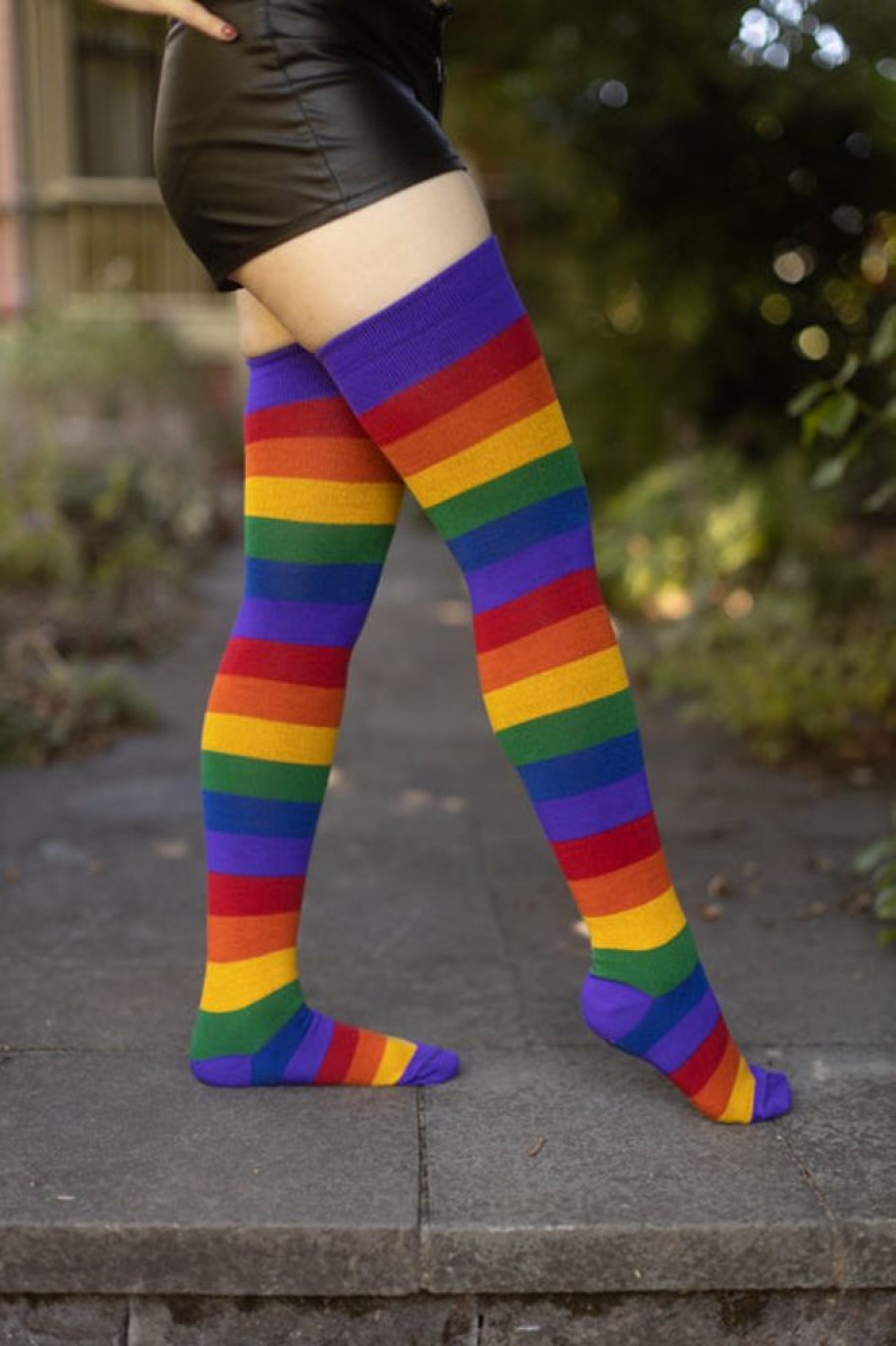 Socks Dreamer Socks Thigh Highs | Extraordinary Radiant Rainbows Thigh High Socks