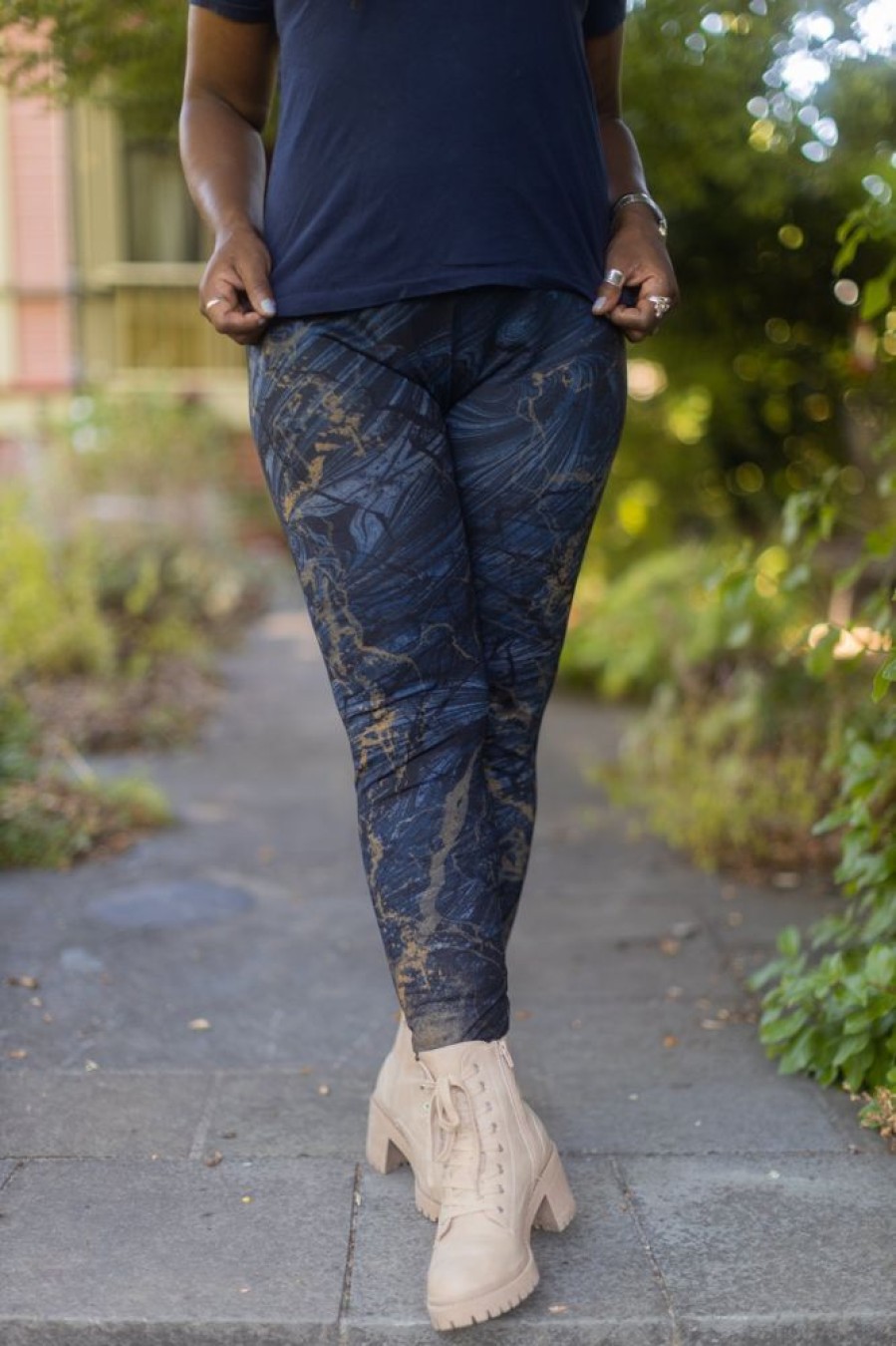 Plus Size M. Rena Plus Size Leggings | Plus Size High Waisted Swirling Marble Printed Leggings