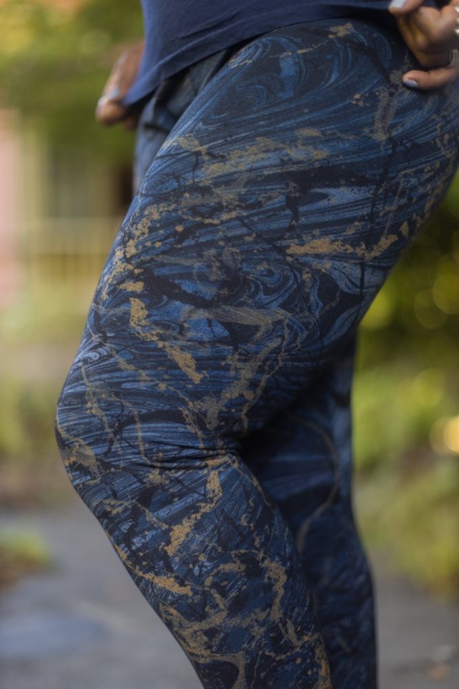 Plus Size M. Rena Plus Size Leggings | Plus Size High Waisted Swirling Marble Printed Leggings