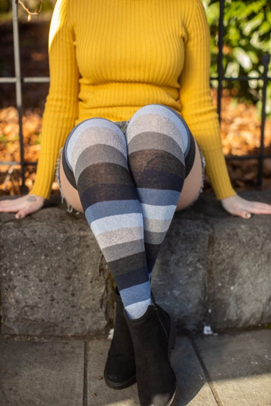 Plus Size Dreamer Socks Plus Size Thigh Highs | Extraordinary Elemental Stripes Thigh High