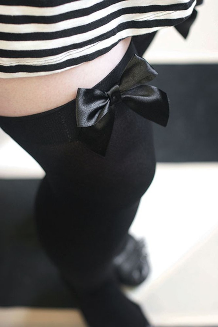 Socks Leg Avenue Stockings | Plus Size Opaque Thigh High Stockings With Bow