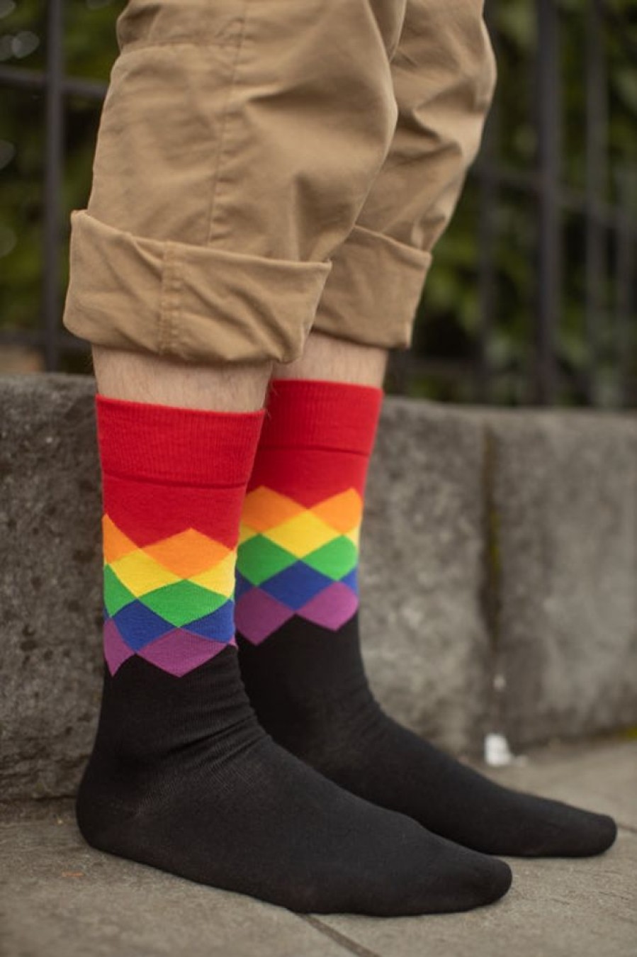 Socks Happy Socks Crew Socks | Pride Faded Diamond Crew