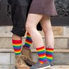 Plus Size Mod Sock Plus Size Crew Socks | Classic Rainbow Striped Crew